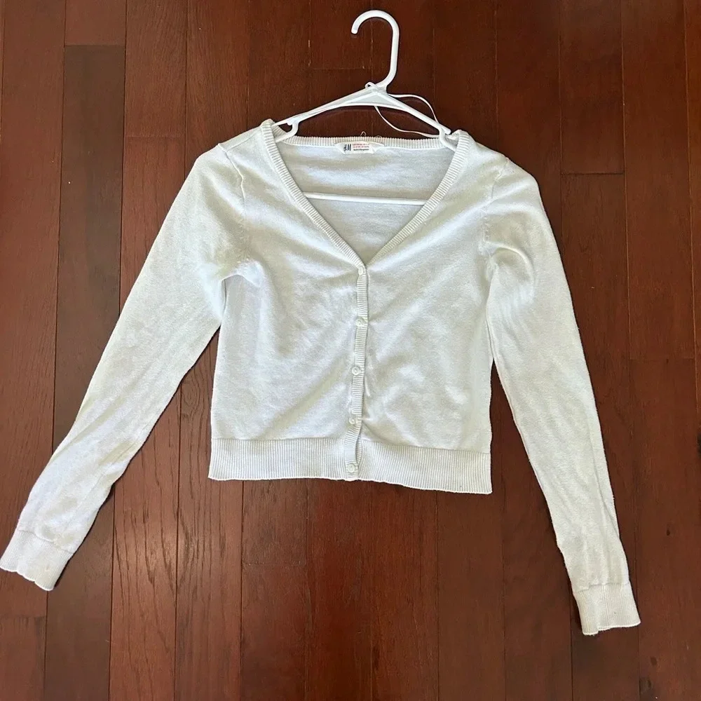 H&M White Cardigan 87% cotton super soft size 12/13 yrs